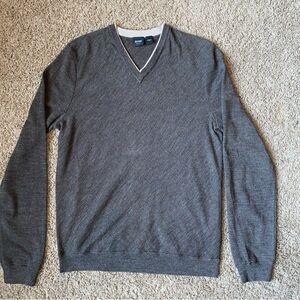 Hugo Boss Virgin Wool Sweater Men's Small Brown V Neck Slim Fit